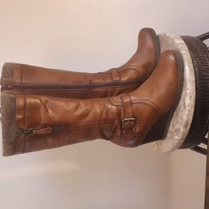 Lucas Ferri Knee High Leather Wedge Boots